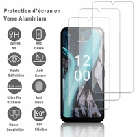 Nokia C22 6.5": 3 Films Protection d'écran en verre d'aluminium super résistant 9H, définition HD, anti-rayures, anti-empreintes digitales