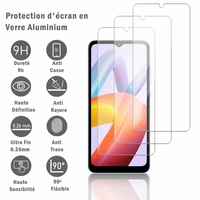 Xiaomi Redmi A2/ A2+/ A2 Plus 6.52": 3 Films Protection d'écran en verre d'aluminium super résistant 9H, définition HD, anti-rayures, anti-empreintes digitales