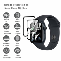 Apple Watch SE (2022)/ SE (2020) 40mm 1.57" A2725 A2726 A2855 A2722 A2355 A2353 A2351 [Les Dimensions EXACTES du Smartwatch: 40 x 34 x 10.7 mm]: 3 Films Protection d'écran en Verre Nano Fléxible, Dureté 9H Inrayable Incassable Invisible Ultra Résistan