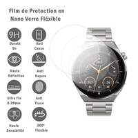 Huawei Watch GT 3 Pro 46mm 1.43": 3 Films Protection d'écran en Verre Nano Fléxible, Dureté 9H Inrayable Incassable Invisible Ultra Résistant