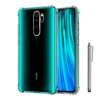 Xiaomi Redmi Note 8 Pro 6.53" 2015105, M1906G7I (non compatible Xiaomi Redmi Note 8 6.3"): Coque Silicone TPU Souple anti-choc ultra résistant avec Coins Renforcés + Stylet - TRANSPARENT