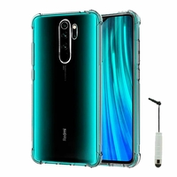 Xiaomi Redmi Note 8 Pro 6.53" 2015105, M1906G7I (non compatible Xiaomi Redmi Note 8 6.3"): Coque Silicone TPU Souple anti-choc ultra résistant avec Coins Renforcés + mini Stylet - TRANSPARENT