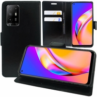 Oppo Reno5 Z 5G/ F19 Pro+ Plus 5G 6.43" CPH2211 CPH2213 [Les Dimensions EXACTES du telephone: 160.1 x 73.4 x 7.8 mm]: Etui portefeuille Support Video cuir PU - NOIR