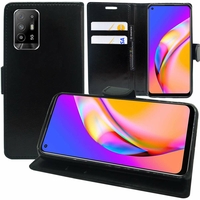 Oppo A94 5G 6.43" (non compatible Oppo A94 5G) [Les Dimensions EXACTES du telephone: 160.1 x 73.2 x 7.8 mm]: Etui portefeuille Support Video cuir PU - NOIR