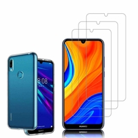 Huawei Y6S (2019)/ Honor 8A 2020/ 8A Prime 6.09": Etui Housse Pochette Accessoires Coque gel UltraSlim - TRANSPARENT + 3 Films de protection d'écran Verre Trempé
