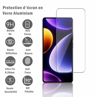 Xiaomi Redmi Note 12 Turbo 6.67" 23049RAD8C: 1 Film Protection d'écran en verre d'aluminium super résistant 9H, définition HD, anti-rayures, anti-empreintes digitales