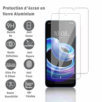 HTC Wildfire E3 Lite 6.52": 2 Films Protection d'écran en verre d'aluminium super résistant 9H, définition HD, anti-rayures, anti-empreintes digitales