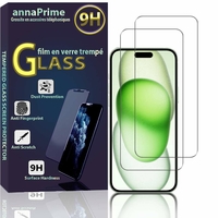 Apple iPhone 15 Plus 6.7" A3094 A2847 A3093 A3096: Lot / Pack de 2 Films de protection d'écran Verre Trempé