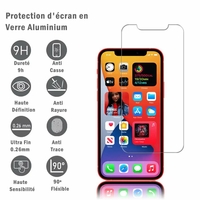 Apple iPhone 12 mini 5.4" A2399 A2176 A2398 A2400 (non compatible iPhone 12 6.1"): 1 Film Protection d'écran en verre d'aluminium super résistant 9H, définition HD, anti-rayures, anti-empreintes digitales