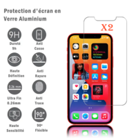 Apple iPhone 12 6.1" A2403 A2172 A2402 A2404 (non compatible iPhone 12 mini 5.4"): 2 Films Protection d'écran en verre d'aluminium super résistant 9H, définition HD, anti-rayures, anti-empreintes digitales