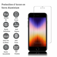 Apple iPhone SE (2022) 4.7"/ SE3/ SE (3rd generation) A2783 A2595 A2785 A2782 A2784: 1 Film Protection d'écran en verre d'aluminium super résistant 9H, définition HD, anti-rayures, anti-empreintes digitales