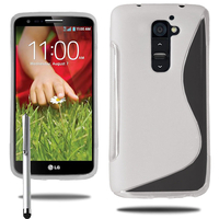 LG G2 D802/ D803/ VS980: Accessoire Housse Etui Pochette Coque S silicone gel + Stylet - TRANSPARENT