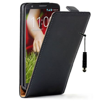 LG G2 D802/ D803/ VS980: Accessoire Housse coque etui cuir fine slim + mini Stylet - NOIR