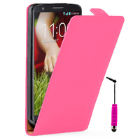 LG G2 D802/ D803/ VS980: Accessoire Housse coque etui cuir fine slim + mini Stylet - ROSE