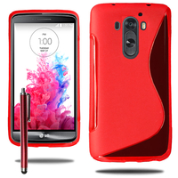 LG G3 D850/ D851/ D855/ VS985/ LS990/ D852: Accessoire Housse Etui Pochette Coque S silicone gel + Stylet - ROUGE