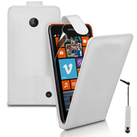 Nokia Lumia 630/ 635/ 638: Accessoire Etui Housse Coque Pochette simili cuir + mini Stylet - BLANC