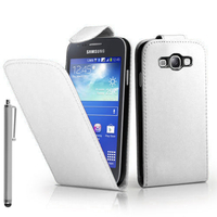 Samsung Galaxy Trend Lite S7390/ Galaxy Fresh Duos S7392: Accessoire Etui Housse Coque Pochette simili cuir + Stylet - BLANC