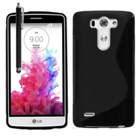 LG G3 S/ G3 Beat/ G3 Vigor/ LG D722/ G3 S Dual/ G3 Beat Dual (LG G3 Mini): Accessoire Housse Etui Pochette Coque S silicone gel + Stylet - NOIR