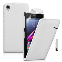 Sony Xperia Z1 L39H/ Z1 Honami/ C6902 C6903 C6906 C6943: Accessoire Etui Housse Coque Pochette simili cuir + mini Stylet - BLANC