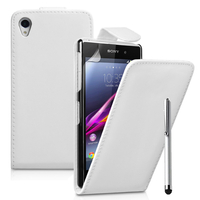 Sony Xperia Z1 L39H/ Z1 Honami/ C6902 C6903 C6906 C6943: Accessoire Etui Housse Coque Pochette simili cuir + Stylet - BLANC