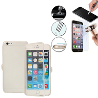 Apple iPhone 6 Plus/ 6s Plus: Coque Etui Housse Pochette silicone gel Portfeuille Livre rabat + 1 Film de protection d'écran Verre Trempé - TRANSPARENT