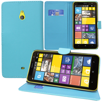 Nokia Lumia 1320: Accessoire Etui portefeuille Livre Housse Coque Pochette support vidéo cuir PU - BLEU