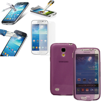 Samsung Galaxy S4 mini i9190/ S4 mini plus I9195I/ i9192/ i9195/ i9197: Coque Etui Housse Pochette silicone gel Portfeuille Livre rabat + 1 Film de protection d'écran Verre Trempé - VIOLET