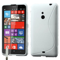 Nokia Lumia 1320: Accessoire Housse Etui Pochette Coque S silicone gel + mini Stylet - BLANC