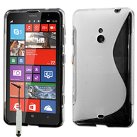 Nokia Lumia 1320: Accessoire Housse Etui Pochette Coque S silicone gel + mini Stylet - TRANSPARENT