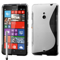 Nokia Lumia 1320: Accessoire Housse Etui Pochette Coque S silicone gel + Stylet - TRANSPARENT