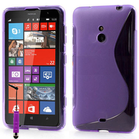 Nokia Lumia 1320: Accessoire Housse Etui Pochette Coque S silicone gel + mini Stylet - VIOLET