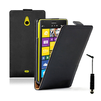 Nokia Lumia 1320: Accessoire Housse coque etui cuir fine slim + mini Stylet - NOIR