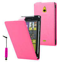 Nokia Lumia 1320: Accessoire Housse coque etui cuir fine slim + mini Stylet - ROSE