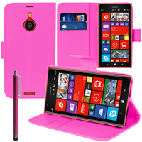 Nokia Lumia 1520: Accessoire Etui portefeuille Livre Housse Coque Pochette support vidéo cuir PU + Stylet - ROSE