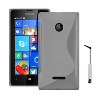 Microsoft Nokia Lumia 435/ 435 Dual SIM: Accessoire Housse Etui Pochette Coque S silicone gel + mini Stylet - TRANSPARENT
