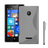 Microsoft Nokia Lumia 435/ 435 Dual SIM: Accessoire Housse Etui Pochette Coque S silicone gel + Stylet - TRANSPARENT