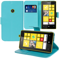 Nokia Lumia 520/ 525: Accessoire Etui portefeuille Livre Housse Coque Pochette support vidéo cuir PU - BLEU