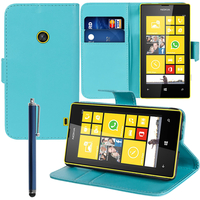 Nokia Lumia 520/ 525: Accessoire Etui portefeuille Livre Housse Coque Pochette support vidéo cuir PU + Stylet - BLEU