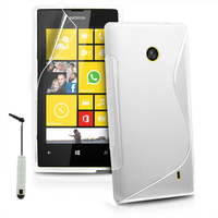 Nokia Lumia 520/ 525: Accessoire Housse Etui Pochette Coque S silicone gel + mini Stylet - BLANC