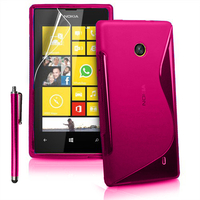 Nokia Lumia 520/ 525: Accessoire Housse Etui Pochette Coque S silicone gel + Stylet - ROSE