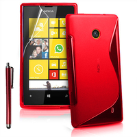 Nokia Lumia 520/ 525: Accessoire Housse Etui Pochette Coque S silicone gel + Stylet - ROUGE