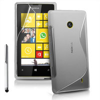 Nokia Lumia 520/ 525: Accessoire Housse Etui Pochette Coque S silicone gel + Stylet - TRANSPARENT