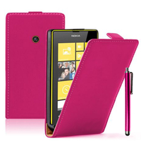 Nokia Lumia 520/ 525: Accessoire Housse coque etui cuir fine slim + Stylet - ROSE
