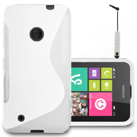 Nokia Lumia 530/ 530 Dual Sim: Accessoire Housse Etui Pochette Coque S silicone gel + mini Stylet - BLANC