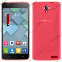 Alcatel Idol 2 S 6050Y/ 6050A/ 6050F/ Alcatel Idol 2: Accessoire Housse Etui Pochette Coque S silicone gel + mini Stylet - ROUGE