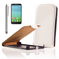 Alcatel Idol 2 S 6050Y/ 6050A/ 6050F/ Alcatel Idol 2: Accessoire Housse coque etui cuir fine slim + Stylet - BLANC