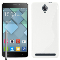 Alcatel Idol 2 Mini S 6036Y/ 6036A/ 6036X: Accessoire Housse Etui Pochette Coque S silicone gel + Stylet - BLANC