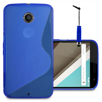 Motorola Nexus 6/ Nexus X: Accessoire Housse Etui Pochette Coque S silicone gel + mini Stylet - BLEU