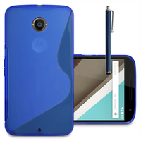 Motorola Nexus 6/ Nexus X: Accessoire Housse Etui Pochette Coque S silicone gel + Stylet - BLEU