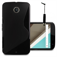 Motorola Nexus 6/ Nexus X: Accessoire Housse Etui Pochette Coque S silicone gel + mini Stylet - NOIR